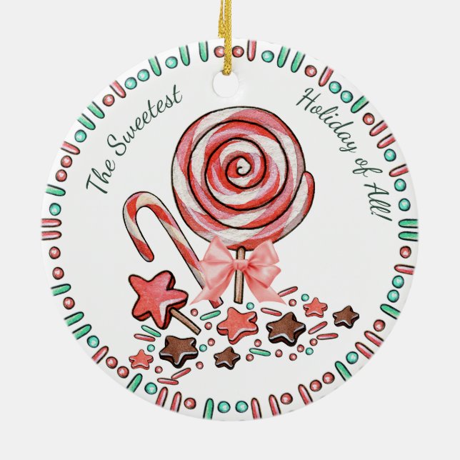 Candy cane lollipops chocolates Christmas ornament (Back)