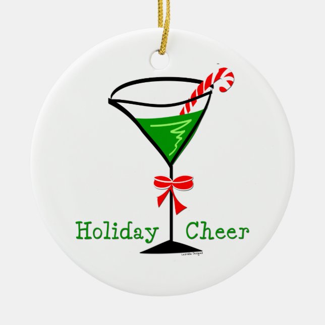 Candy Cane Martini Ceramic Ornament (Front)
