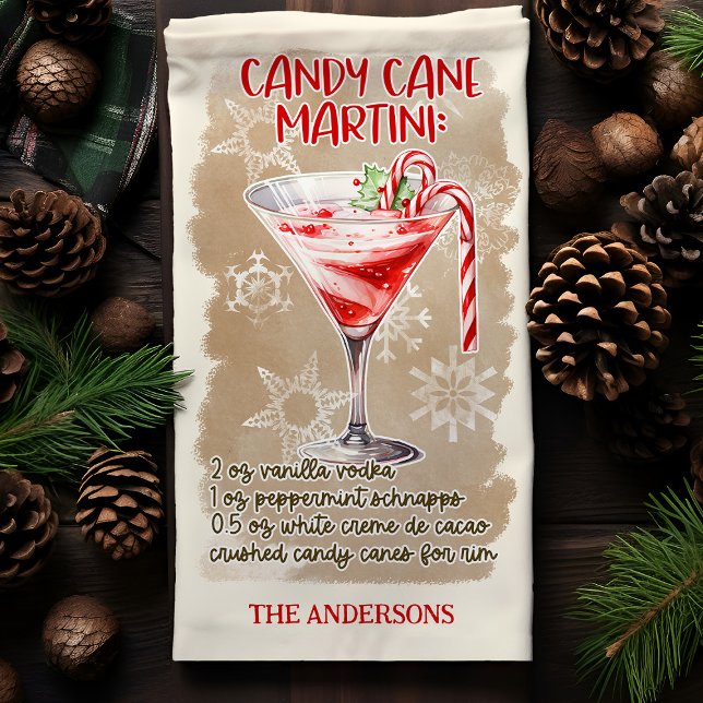 Candy Cane Martini Christmas Cocktail Recipe Kitchen Towel (Creator Uploaded)