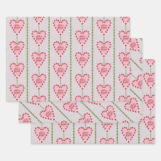 candy cane Merry and Bright 3 pack gift wrap