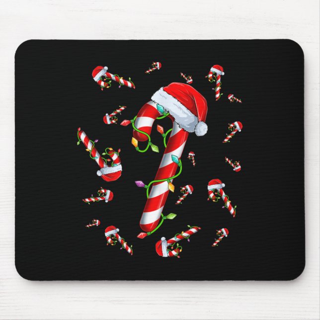Candy Cane Merry And Bright Red And White Candy Ch Mouse Pad (Front)