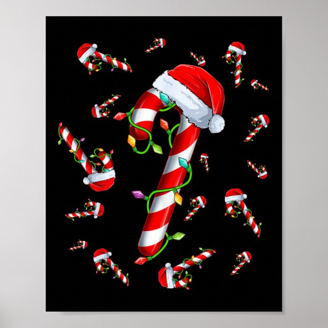 Candy Cane Merry And Bright Red And White Candy Ch Poster (Front)