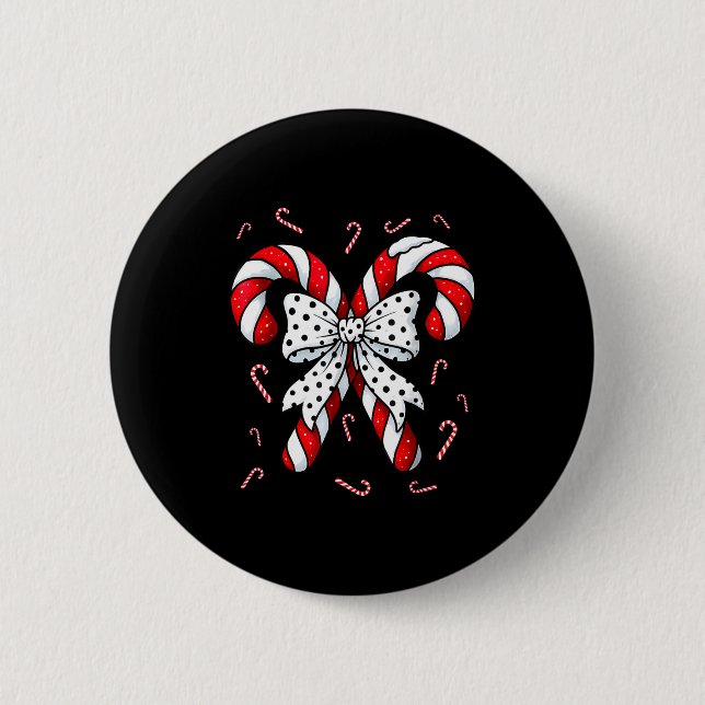 Candy Cane Merry And Bright Red And White Candy Co 2 Inch Round Button (Front)