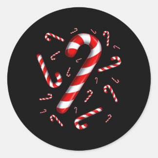 candy cane merry and bright red and white candy co classic round sticker
