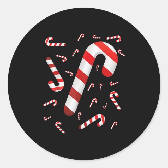 Candy Cane Merry And Bright Red And White Candy Co Classic Round Sticker (Front)