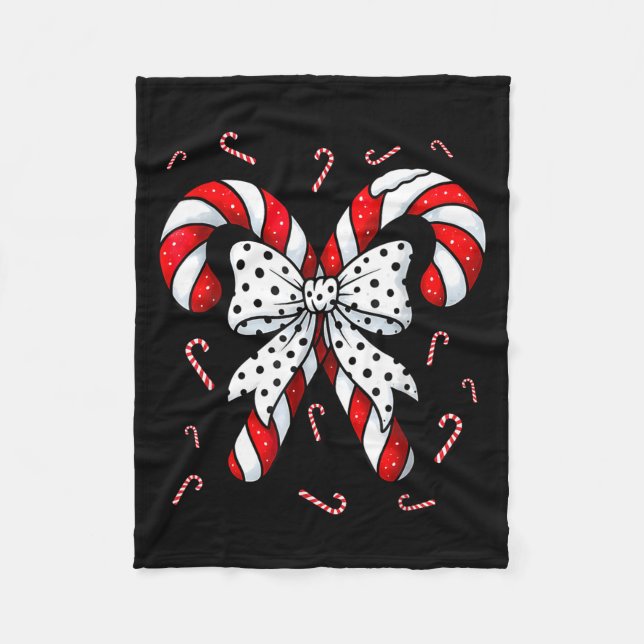 Candy Cane Merry And Bright Red And White Candy Co Fleece Blanket (Front)