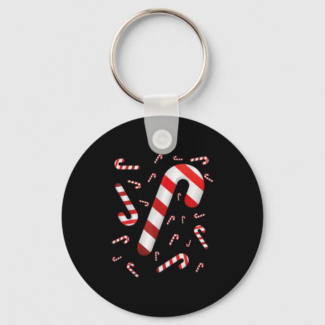 Candy Cane Merry And Bright Red And White Candy Co Keychain (Front)