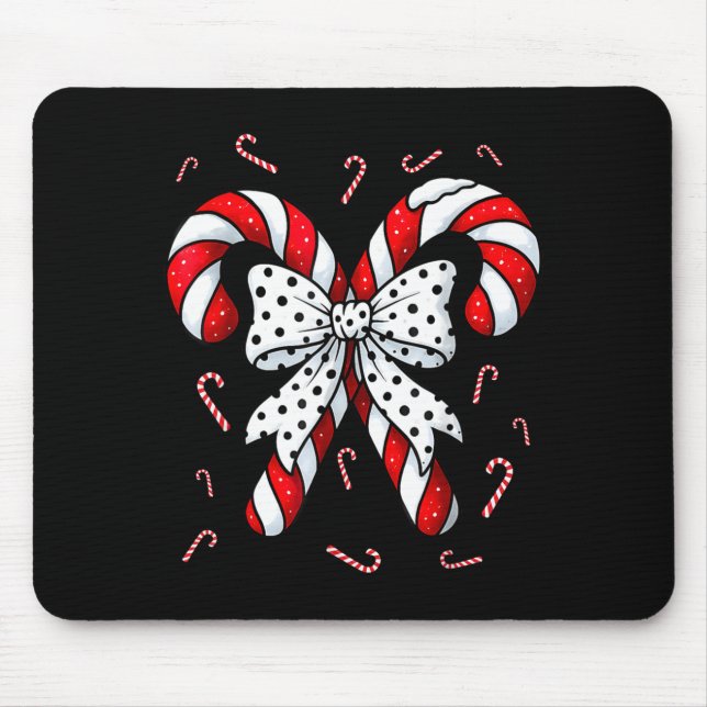 Candy Cane Merry And Bright Red And White Candy Co Mouse Pad (Front)