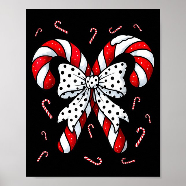 Candy Cane Merry And Bright Red And White Candy Co Poster (Front)