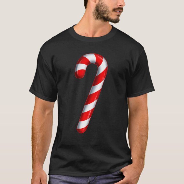 Candy Cane Merry And Bright Red And White Candy T-Shirt (Front)