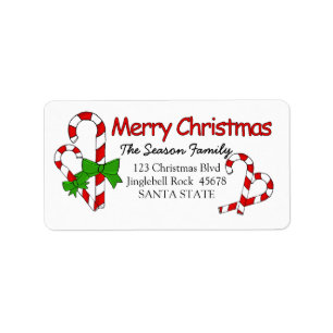 Candy Cane Merry Christmas address label