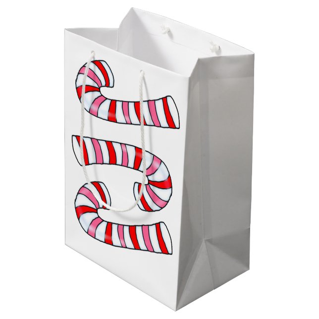 Candy Cane Merry Christmas Gift Bags (Back Angled)