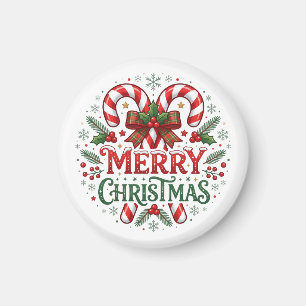 Candy Cane Merry Christmas Magnet