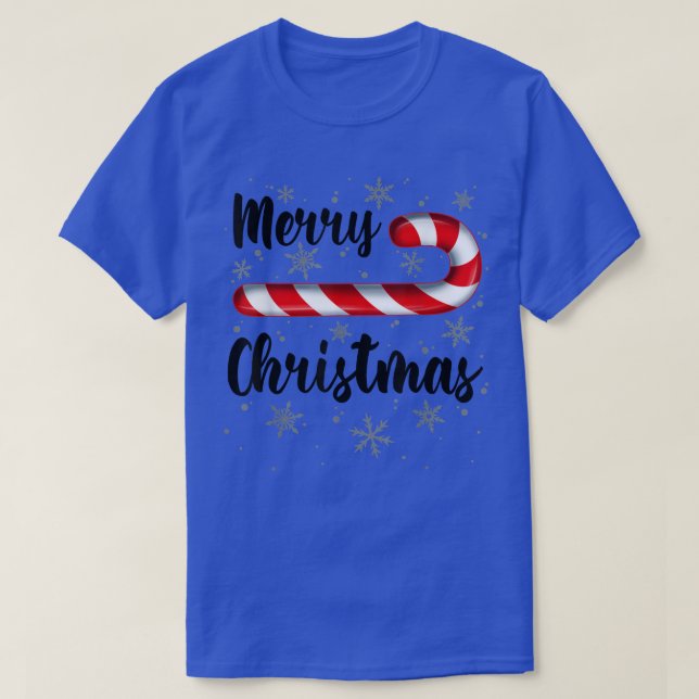 Candy Cane Merry Christmas Red and White Candy Sno T-Shirt (Design Front)