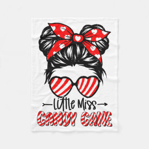 Candy Cane Messy Bun Girl Christmas Xmas Holiday G Fleece Blanket