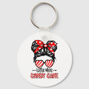 Candy Cane Messy Bun Girl Christmas Xmas Holiday G Keychain