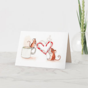 Candy Cane Mice Holiday Card