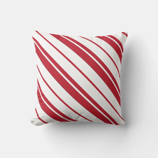 Candy Cane Mint Red and White Striped Pillow (Front)