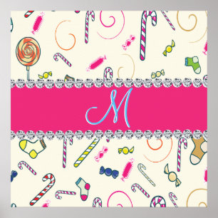 Candy Cane Monogram Christmas Spectacular Bargain Poster