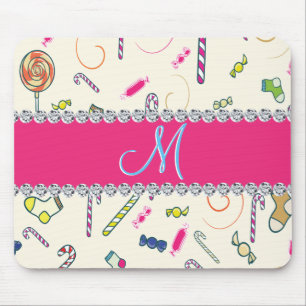 Candy Cane Monogram Mouse Pad