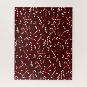 Candy Cane Music Notes Jigsaw Puzzle