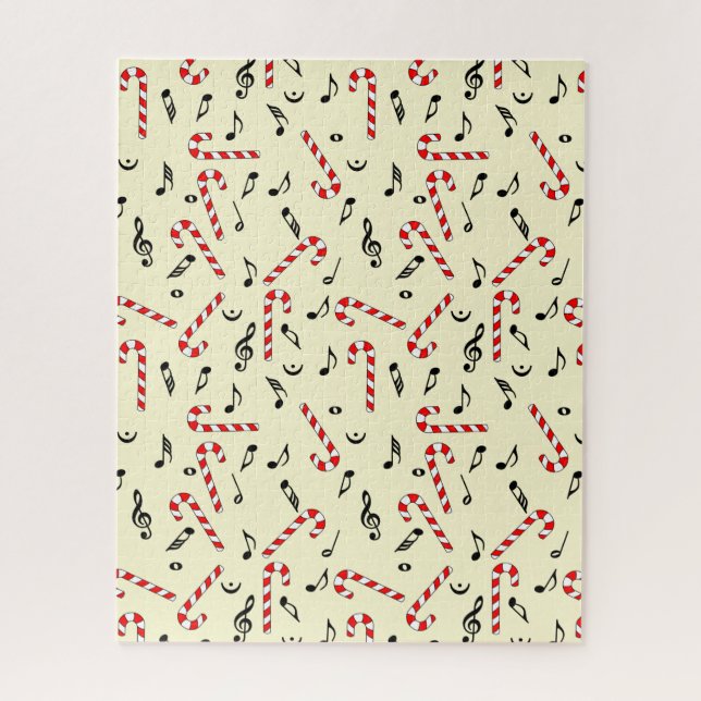 Candy Cane Music Notes Jigsaw Puzzle (Vertical)
