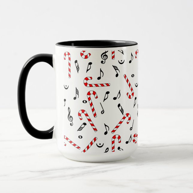 Candy Cane Music Notes  Mug (Left)
