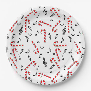 Candy Cane Music Notes Paper Plate