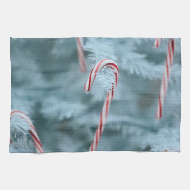 Candy Cane on Tree Kitchen Towel (Horizontal)