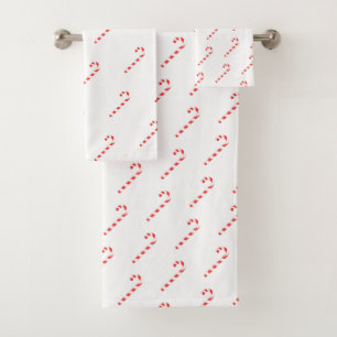 Candy Cane Painting Pattern Bath Towel Set