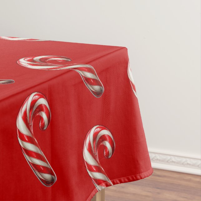 Candy Cane Pattern Holiday Christmas Tablecloth (In Situ)