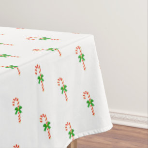 Candy Cane Pattern on White Tablecloth