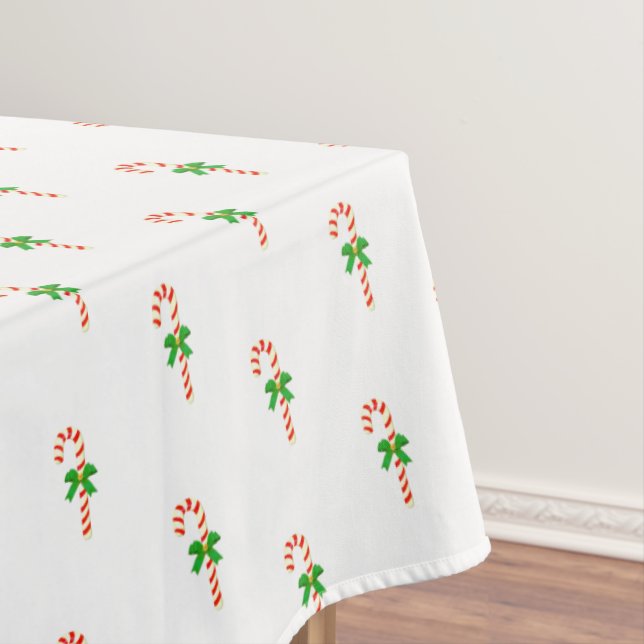 Candy Cane Pattern on White Tablecloth (In Situ)