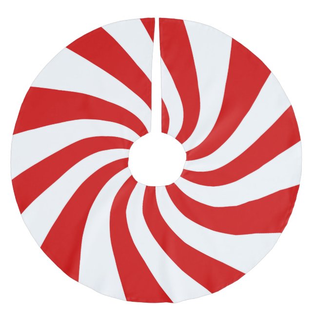 candy cane patterned brushed polyester tree skirt (Front)