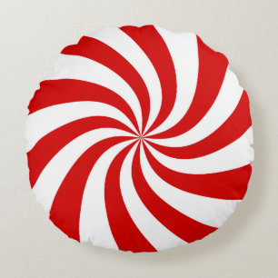 candy cane patterned round pillow