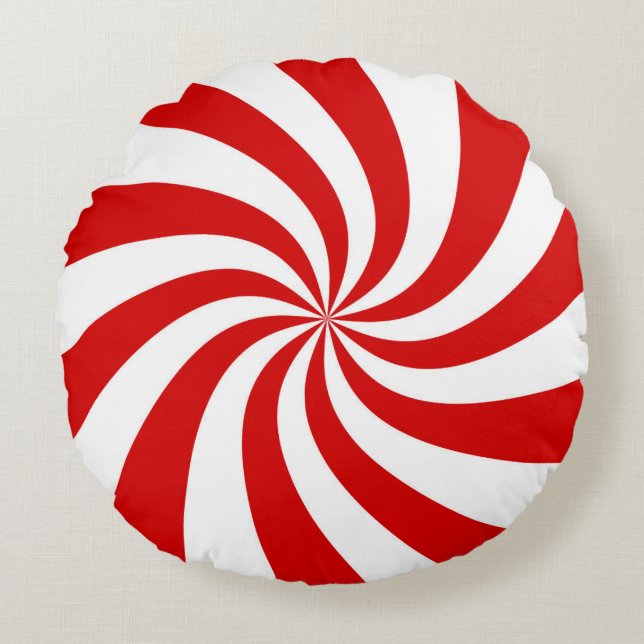 candy cane patterned round pillow (Front)
