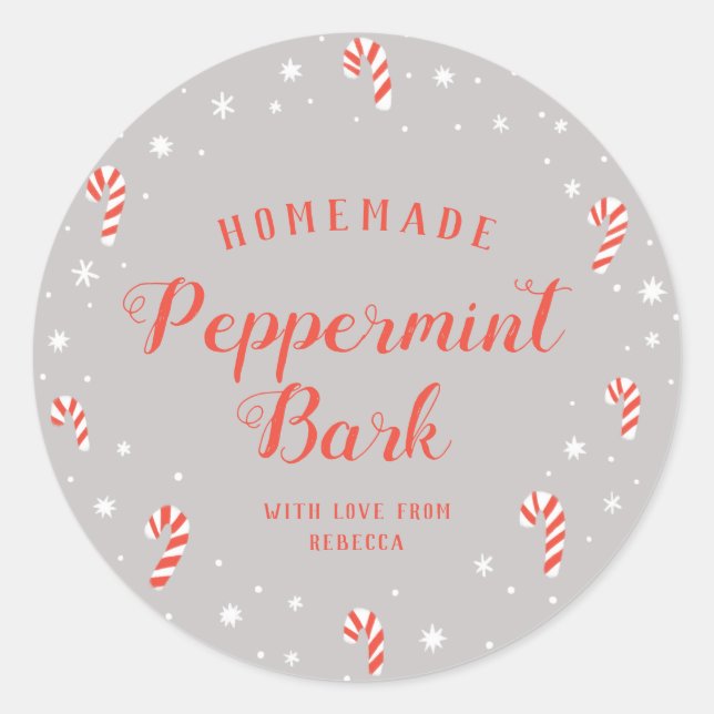 Candy Cane Peppermint Bark Homemade Christmas tag (Front)