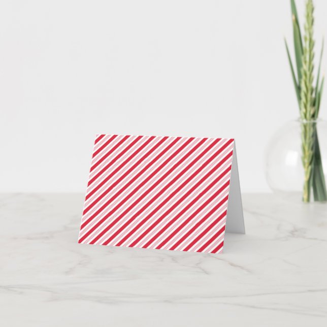 Candy Cane Peppermint Red Stripes Merry Christmas Holiday Card (Front)