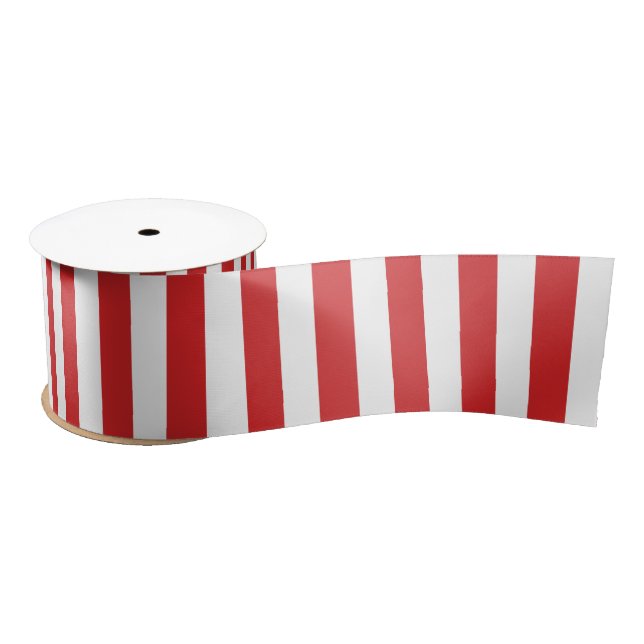 Candy Cane Peppermint Red White Stripes Christmas Satin Ribbon (Spool)