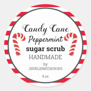 Candy Cane Peppermint Sugar Scrub Custom Labels