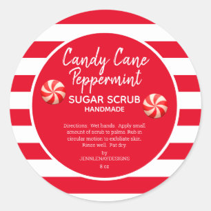 Candy Cane Peppermint Sugar Scrub DIY Classic Round Sticker
