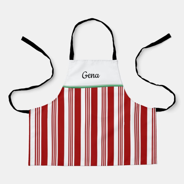 Candy Cane Personalized Holiday Apron (Front)