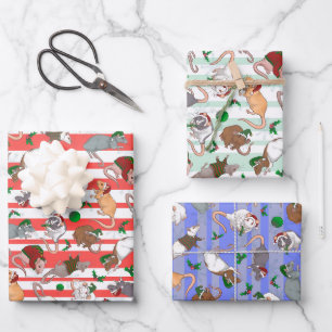 Candy Cane Pet Rattie Christmas! Wrapping Paper Sheet