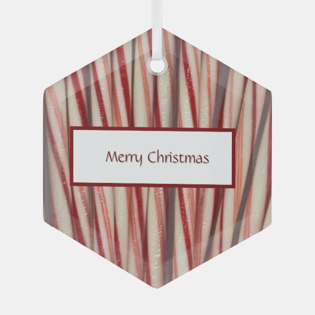 Candy Cane Photo Glass Ornament  (Front)