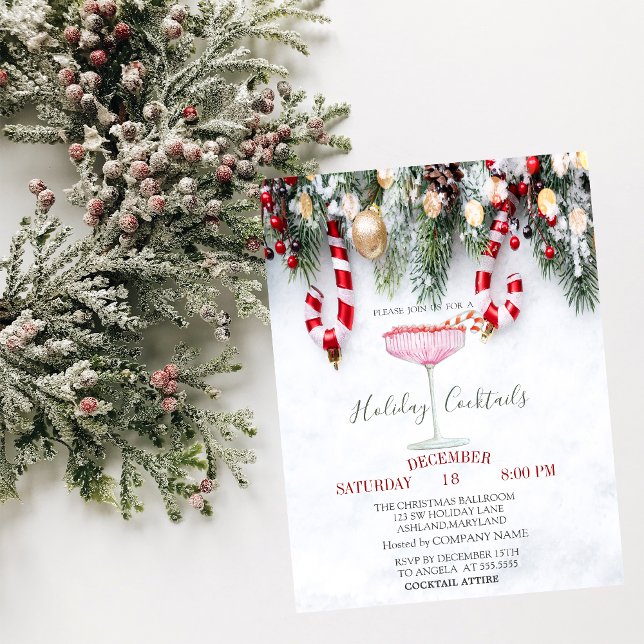 Candy Cane ,Pine Tree Branches Drink Invitation (Creator Uploaded)