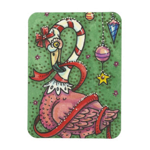 CANDY CANE PINK FLAMINGO CHRISTMAS MAGNET