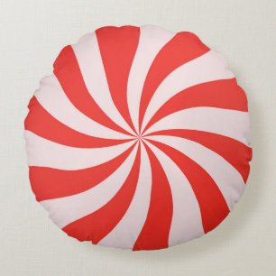 Candy Cane Pinwheel Round Pillow