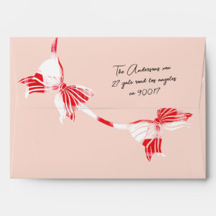 Candy Cane Plaid Bow Return Address Christmas Envelope