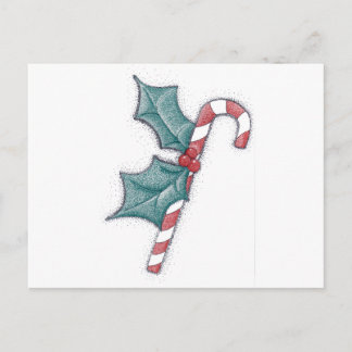 Candy Cane Pointillism Postcard
