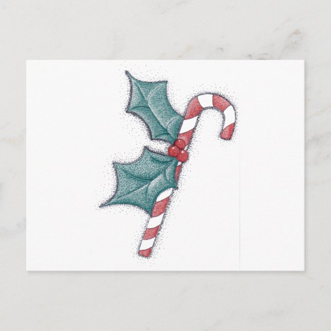 Candy Cane Pointillism Postcard (Front)